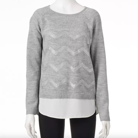 AB Studio Gray Glitter Sweater - Size Small - Picture 9 of 9